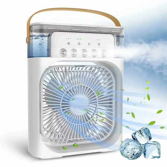 Household Small Air Cooler Three-In-One Fan Air Conditioner LED Night Light Portable Humidifier Air Conditioner Fan Office Home